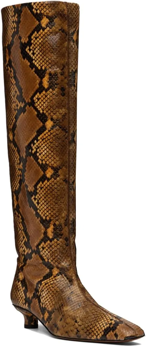 MOOMMO Women Kitten Heel Over Knee High Boots Square Toe Matte Pull On Wide Calf Pleated Low Heel Thigh Boots Stylish Retro Dress Boots Chic Party Comfy 4-11 M US