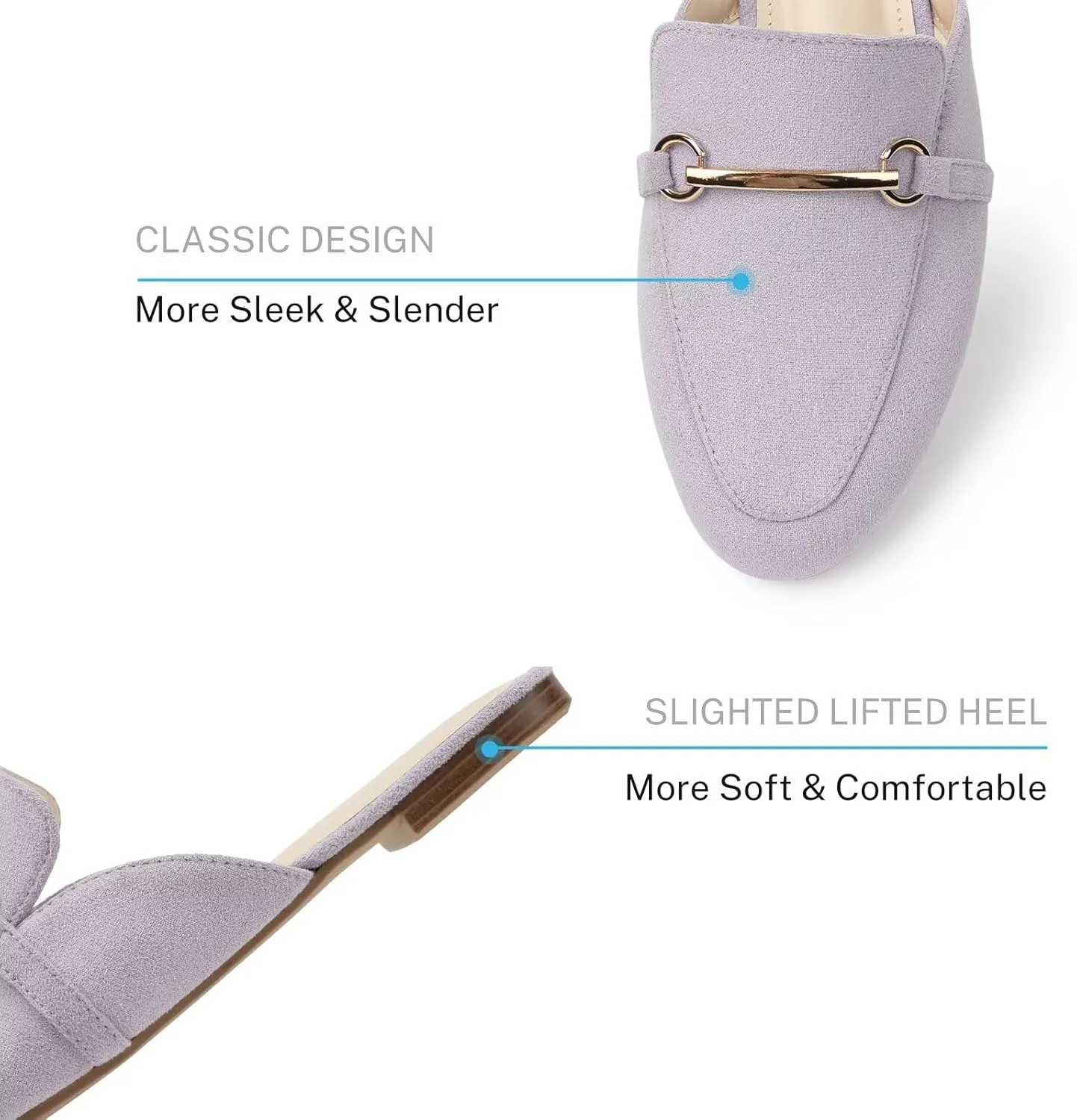 MUSSHOE Mules for Woman Buckle Flats Comfortable Slip on Women Mules Flats Shoes Backless Loafers