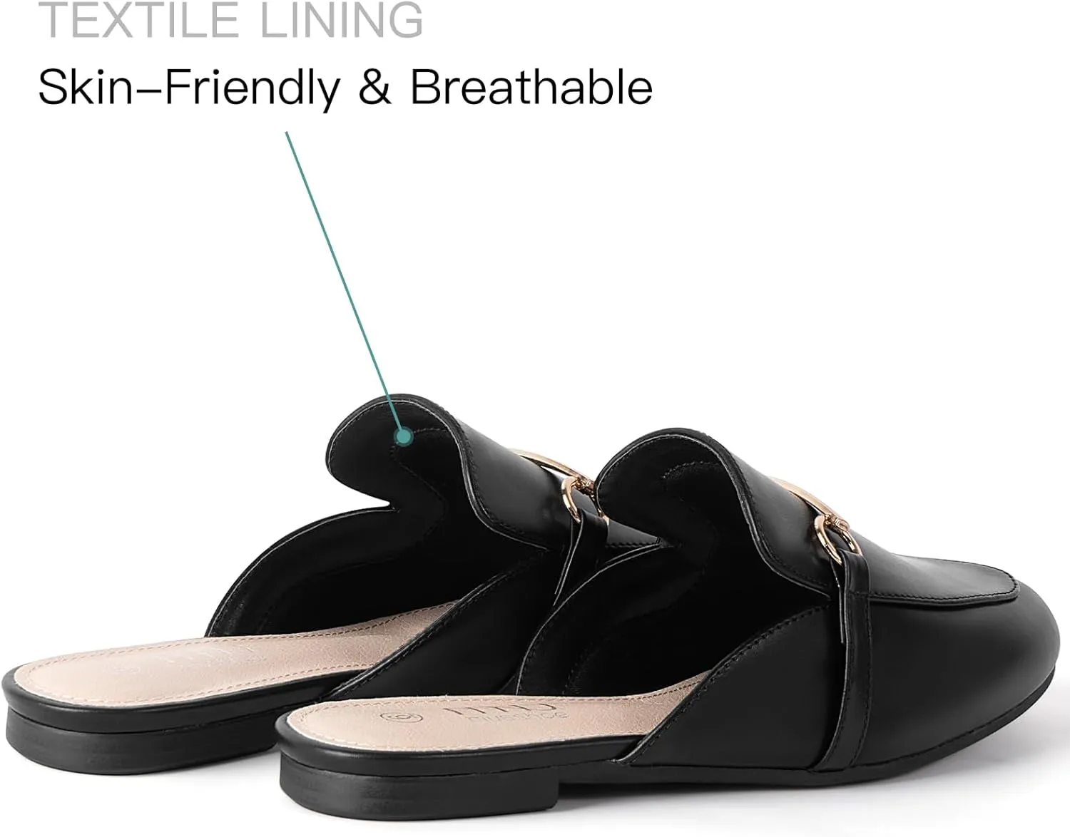 MUSSHOE Mules for Woman Buckle Flats Comfortable Slip on Women Mules Flats Shoes Backless Loafers