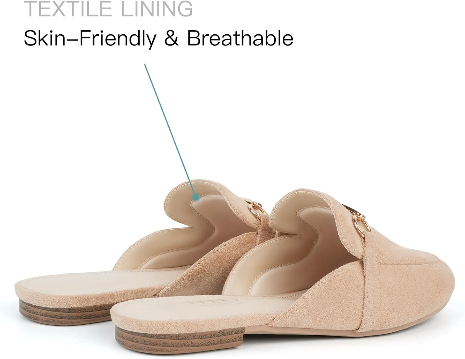 MUSSHOE Mules for Woman Buckle Flats Comfortable Slip on Women Mules Flats Shoes Backless Loafers