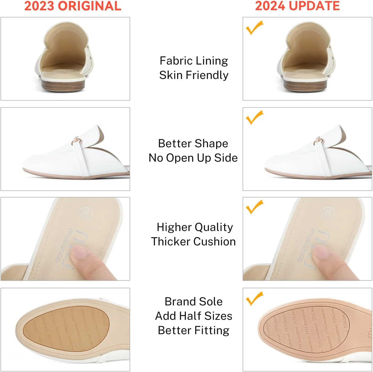 MUSSHOE Mules for Woman Buckle Flats Comfortable Slip on Women Mules Flats Shoes Backless Loafers