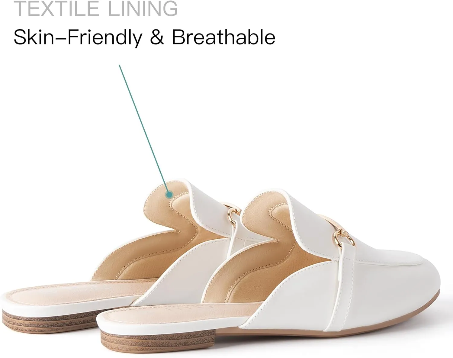 MUSSHOE Mules for Woman Buckle Flats Comfortable Slip on Women Mules Flats Shoes Backless Loafers