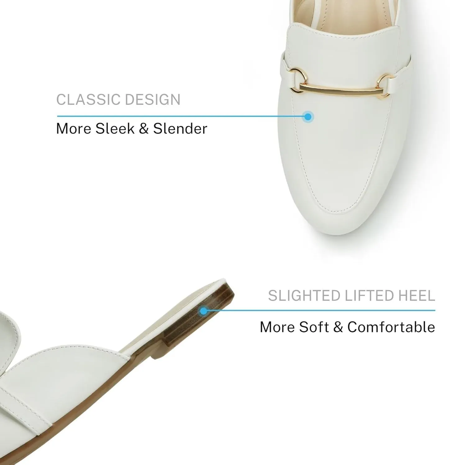 MUSSHOE Mules for Woman Buckle Flats Comfortable Slip on Women Mules Flats Shoes Backless Loafers