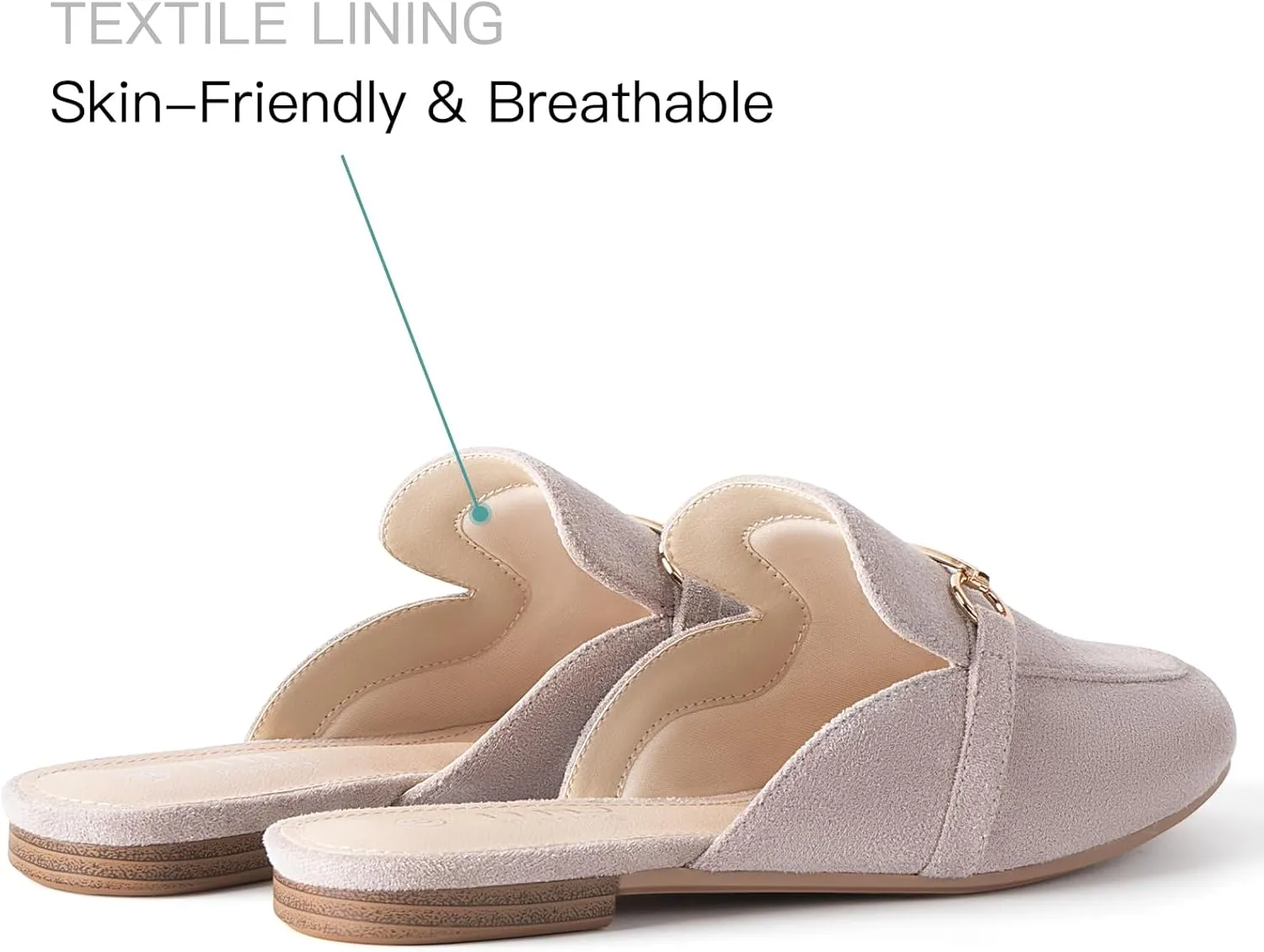 MUSSHOE Mules for Woman Buckle Flats Comfortable Slip on Women Mules Flats Shoes Backless Loafers
