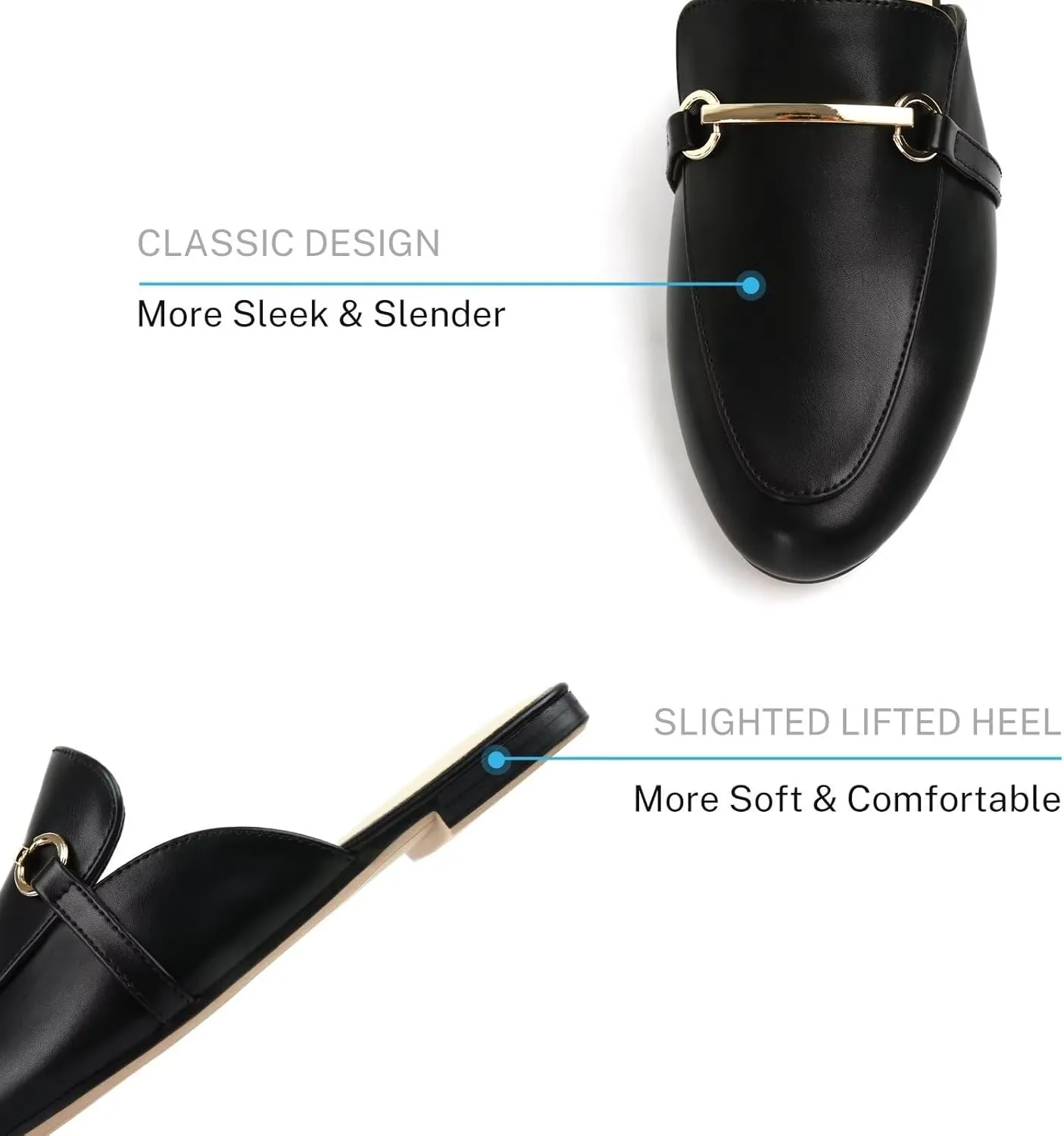 MUSSHOE Mules for Woman Buckle Flats Comfortable Slip on Women Mules Flats Shoes Backless Loafers