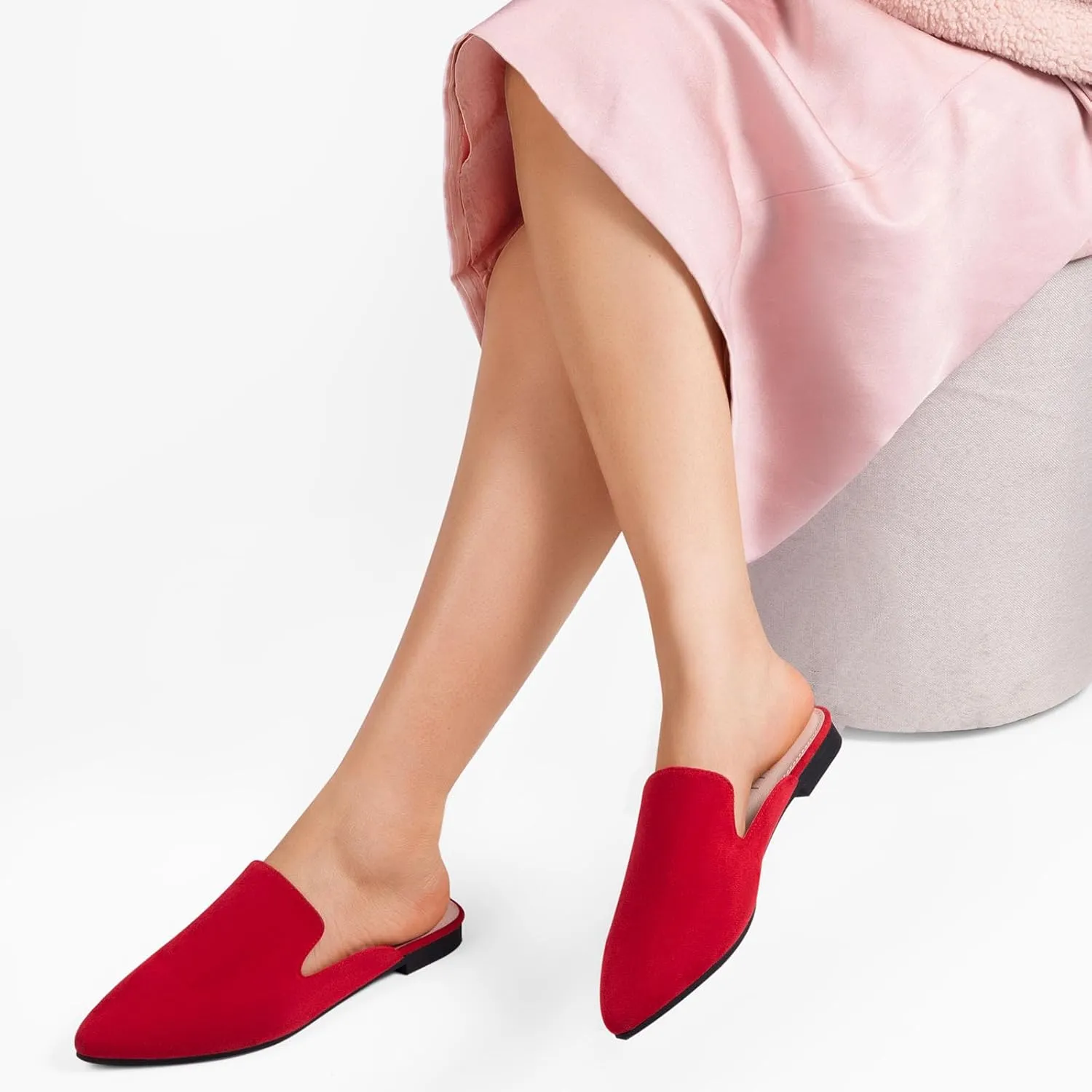 MUSSHOE Mules for Women Flats Comfortable Pointed Toe Women Mules