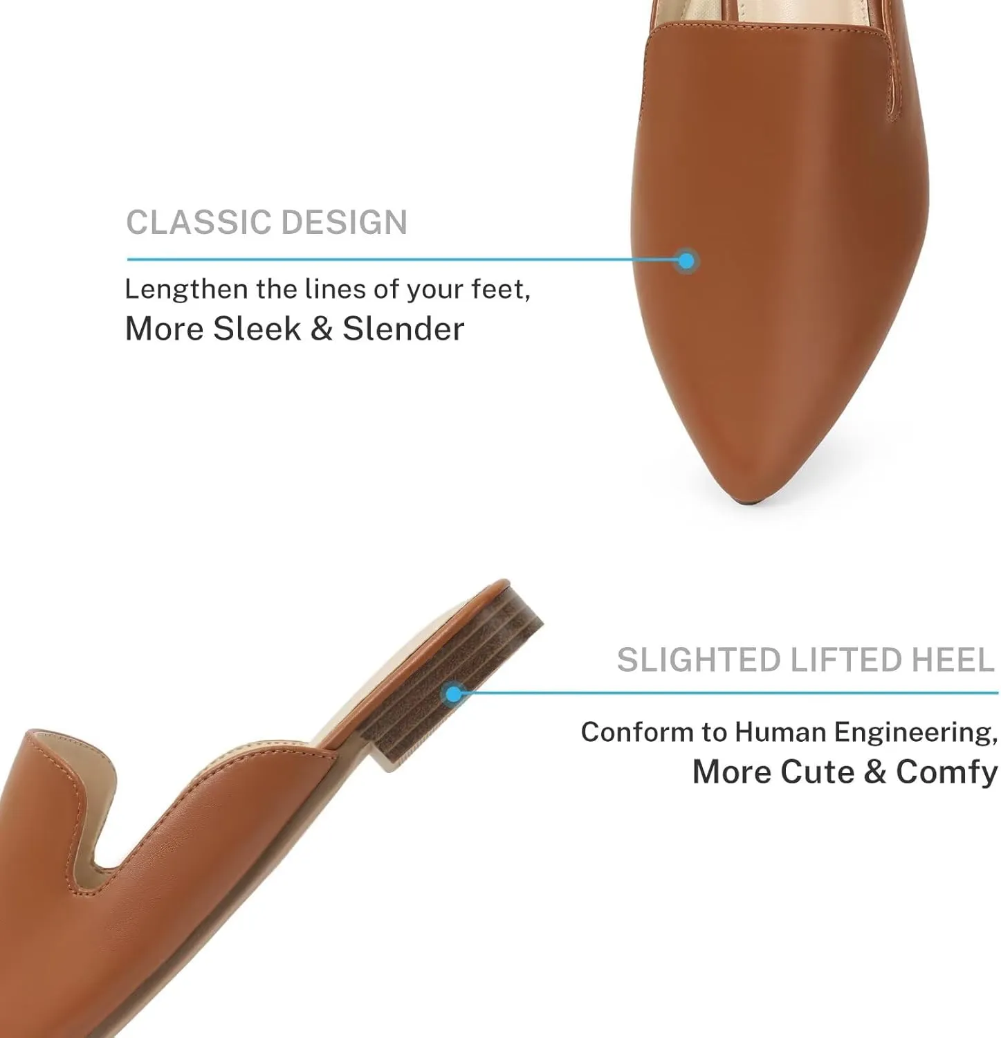 MUSSHOE Mules for Women Flats Comfortable Pointed Toe Women Mules
