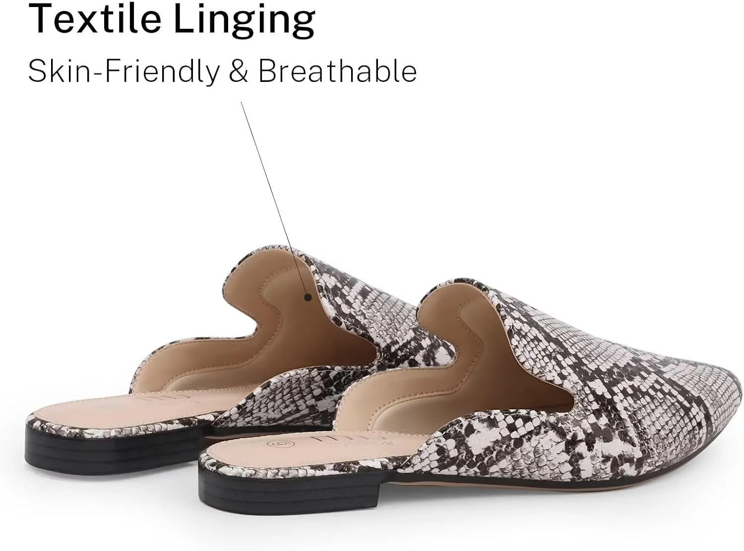 MUSSHOE Mules for Women Flats Comfortable Pointed Toe Women Mules