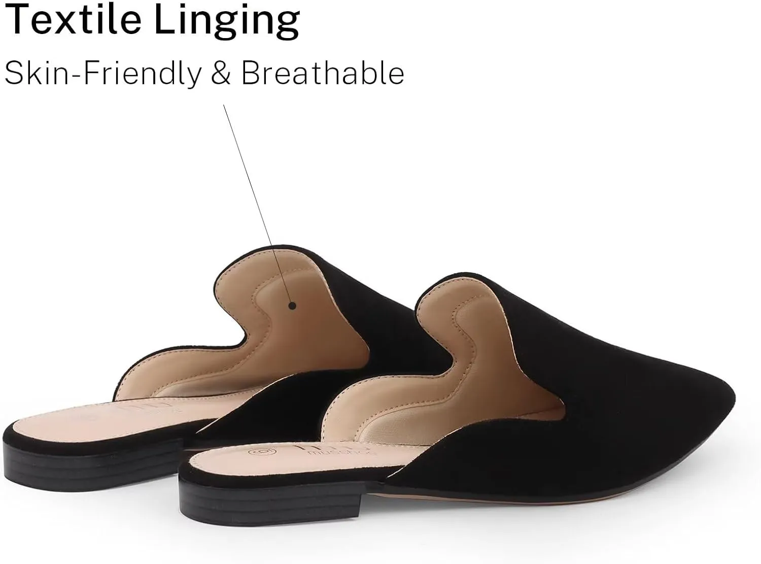 MUSSHOE Mules for Women Flats Comfortable Pointed Toe Women Mules