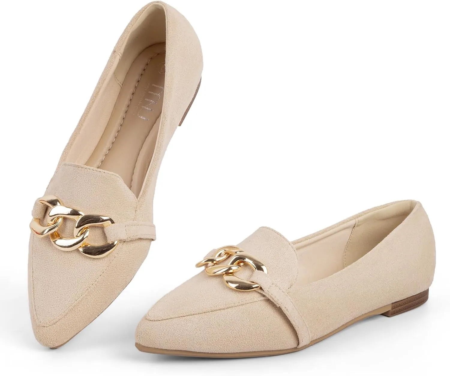 MUSSHOE Women's Loafers Comfortable Fashion Chain Flats Shoes for Women