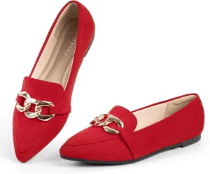 MUSSHOE Women's Loafers Comfortable Fashion Chain Flats Shoes for Women