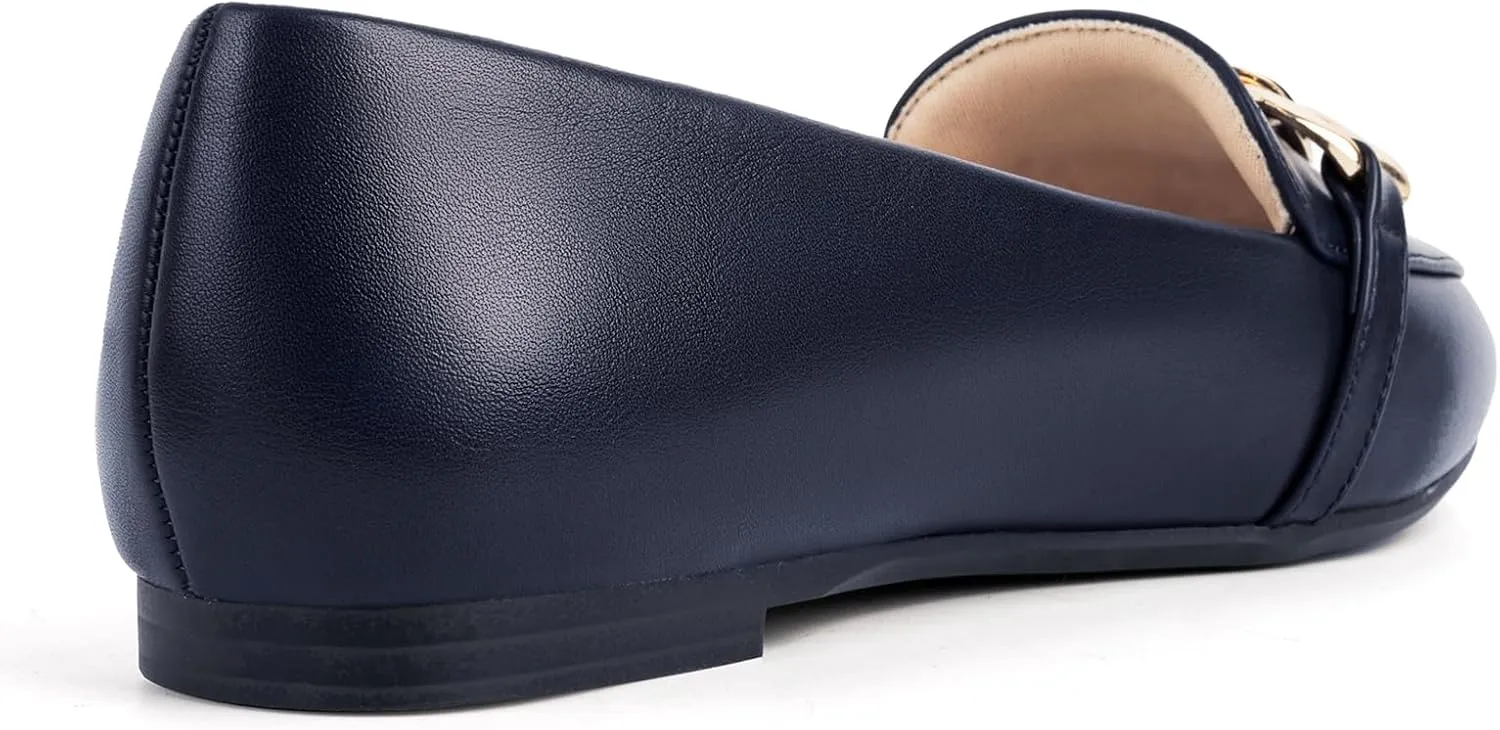 MUSSHOE Women's Loafers Comfortable Fashion Chain Flats Shoes for Women