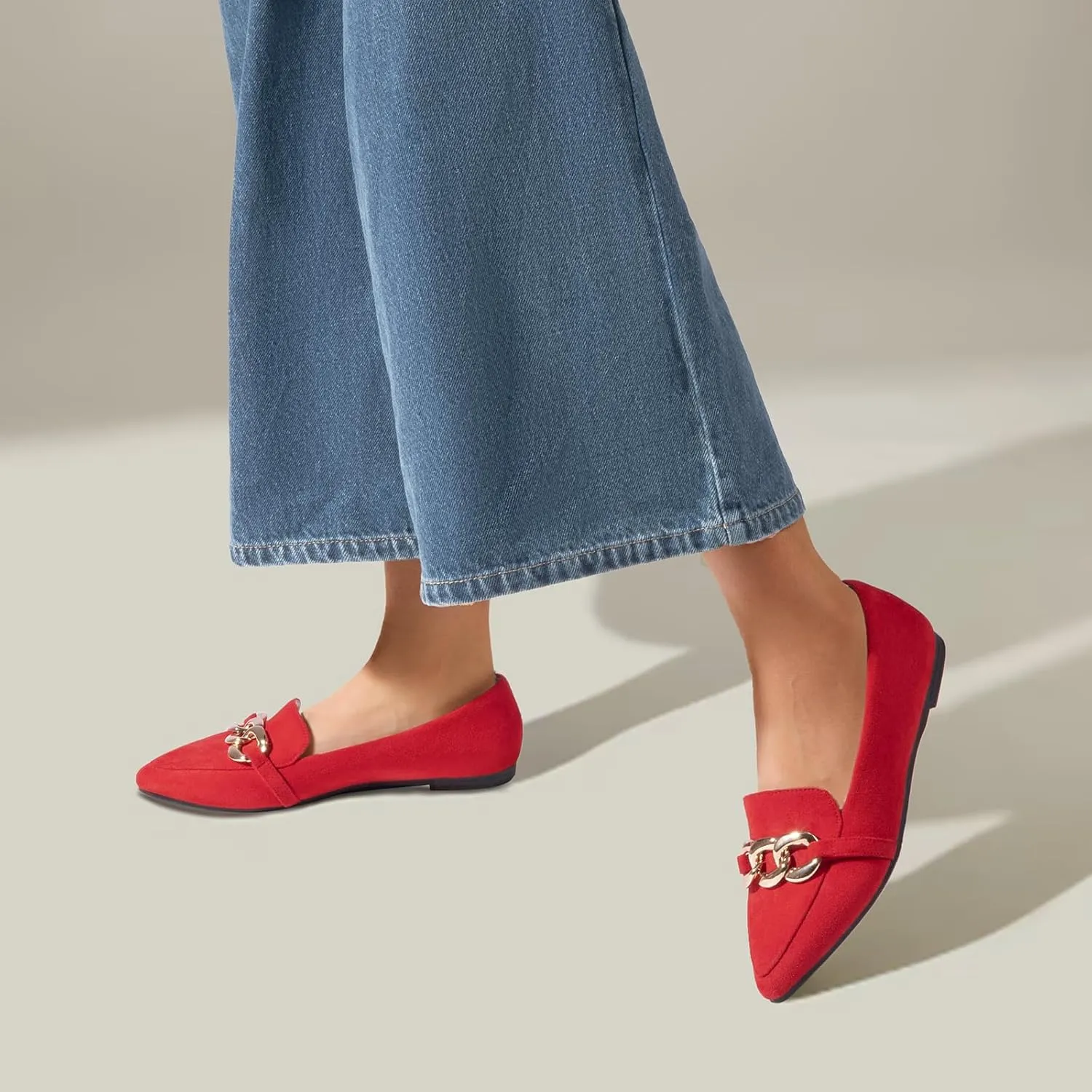 MUSSHOE Women's Loafers Comfortable Fashion Chain Flats Shoes for Women