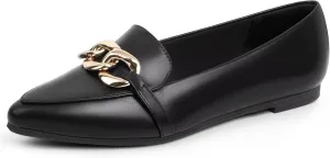MUSSHOE Women's Loafers Comfortable Fashion Chain Flats Shoes for Women