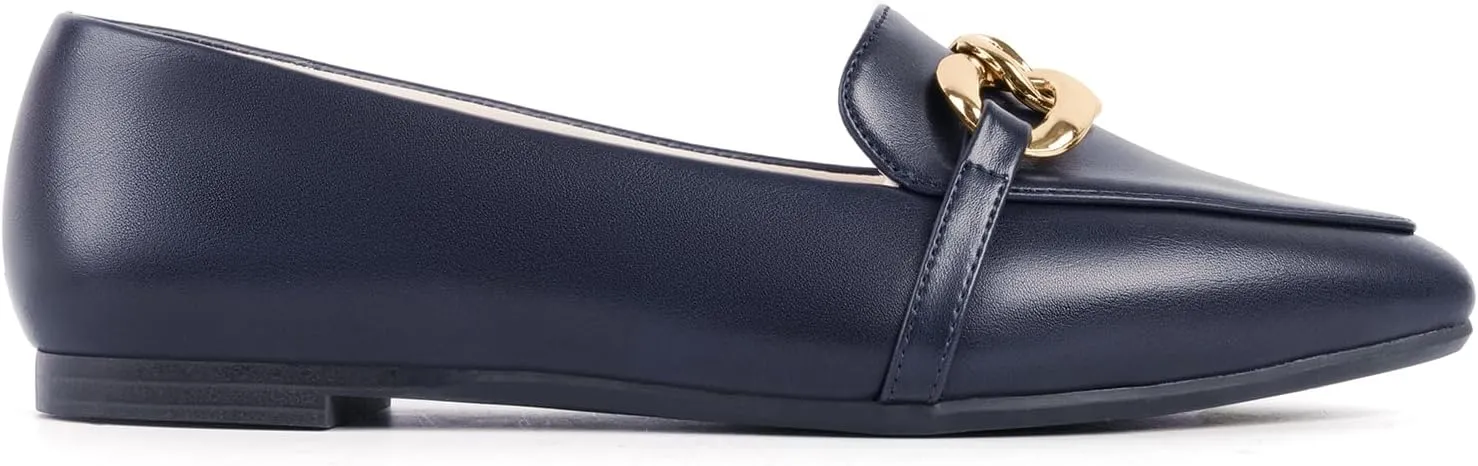 MUSSHOE Women's Loafers Comfortable Fashion Chain Flats Shoes for Women