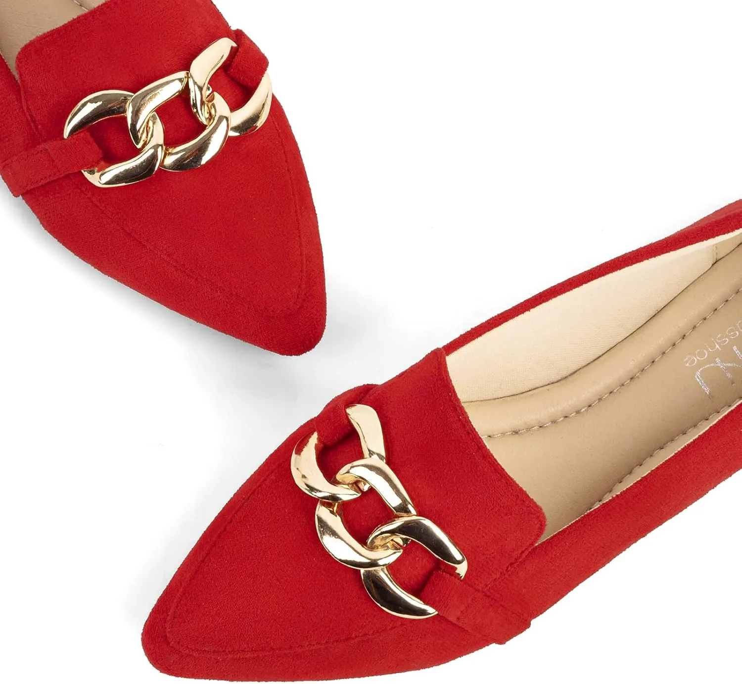 MUSSHOE Women's Loafers Comfortable Fashion Chain Flats Shoes for Women
