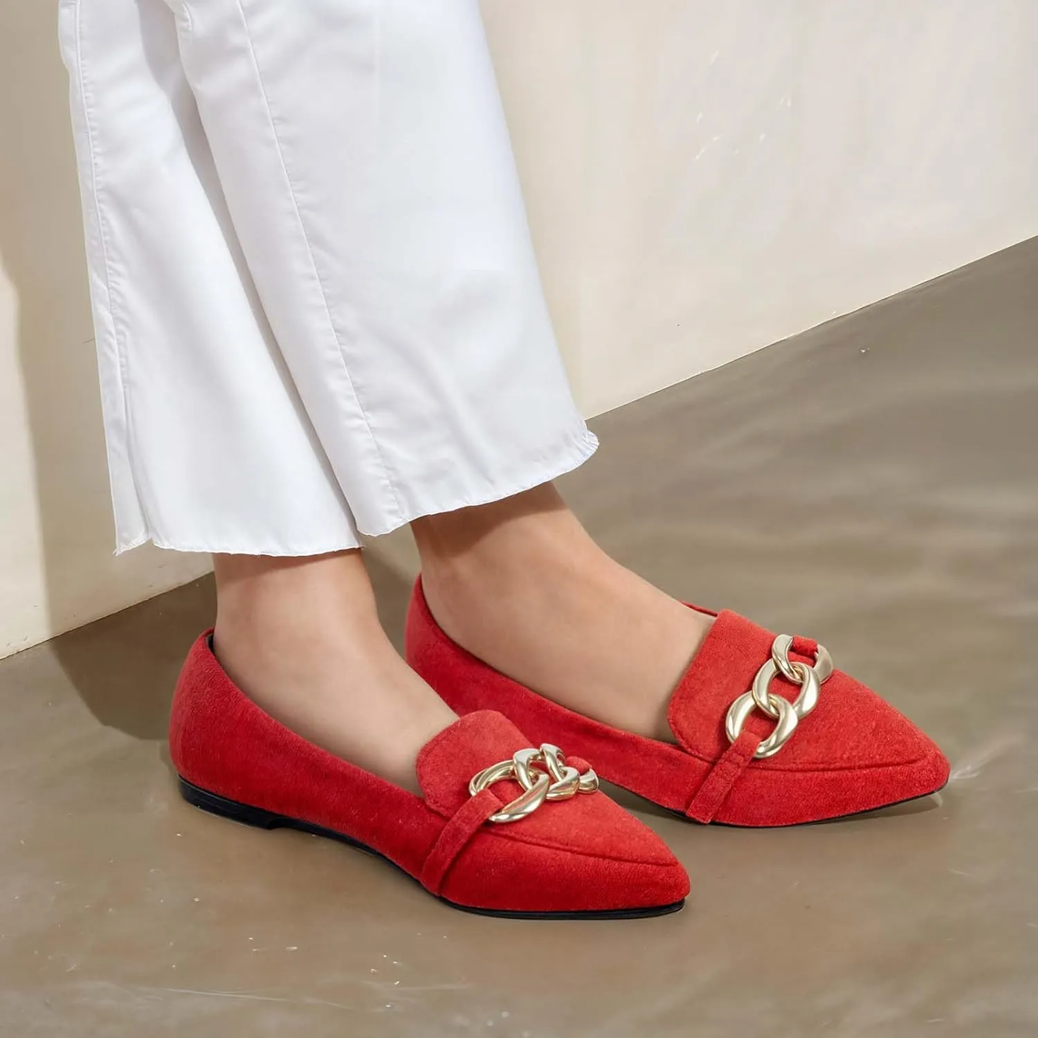 MUSSHOE Women's Loafers Comfortable Fashion Chain Flats Shoes for Women