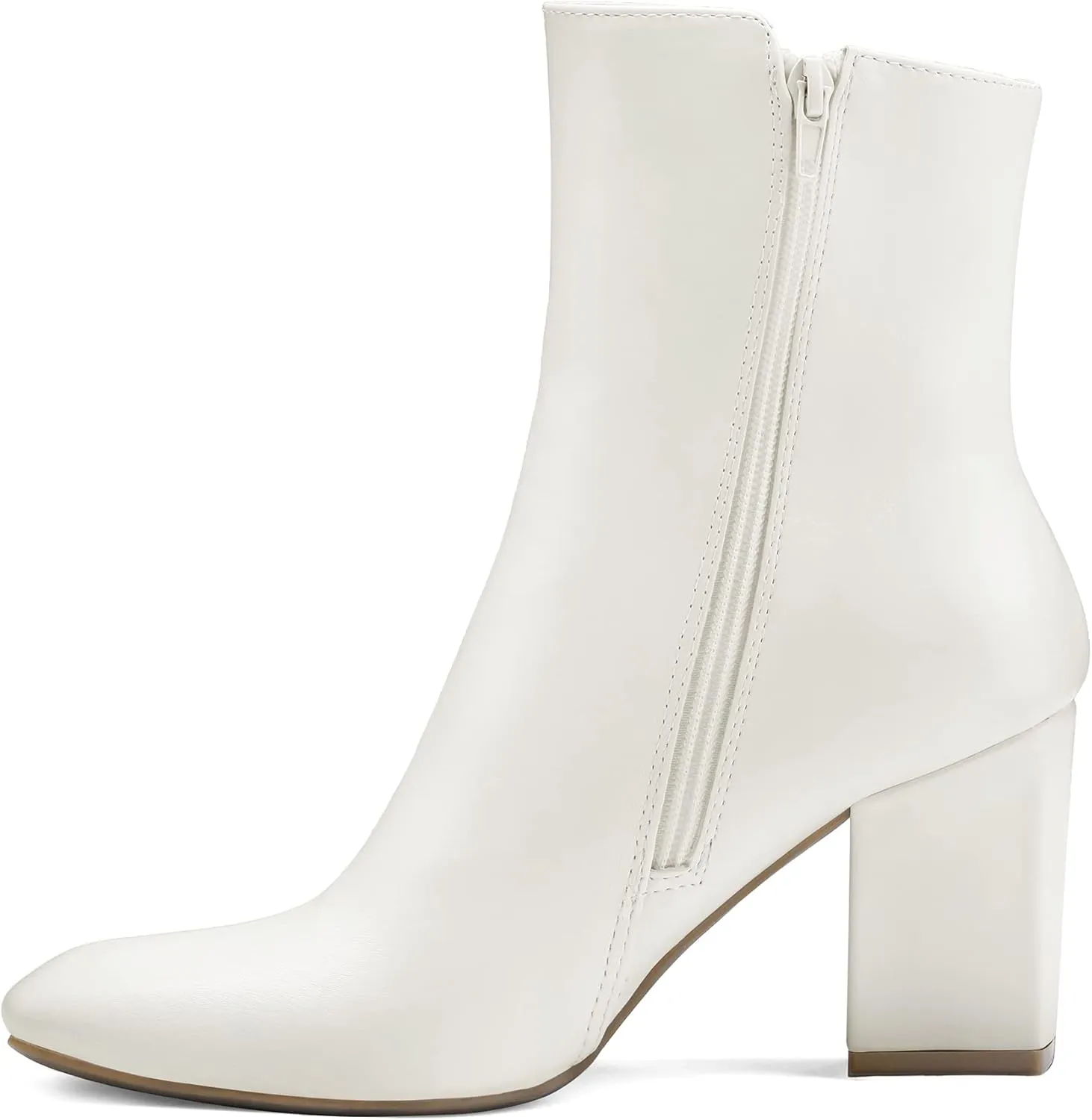 mysoft Women's Ankle Boots Square Toe Side Zipper GoGo Boots Chunky Block Heel Mid Calf Low Heeled Short Booties