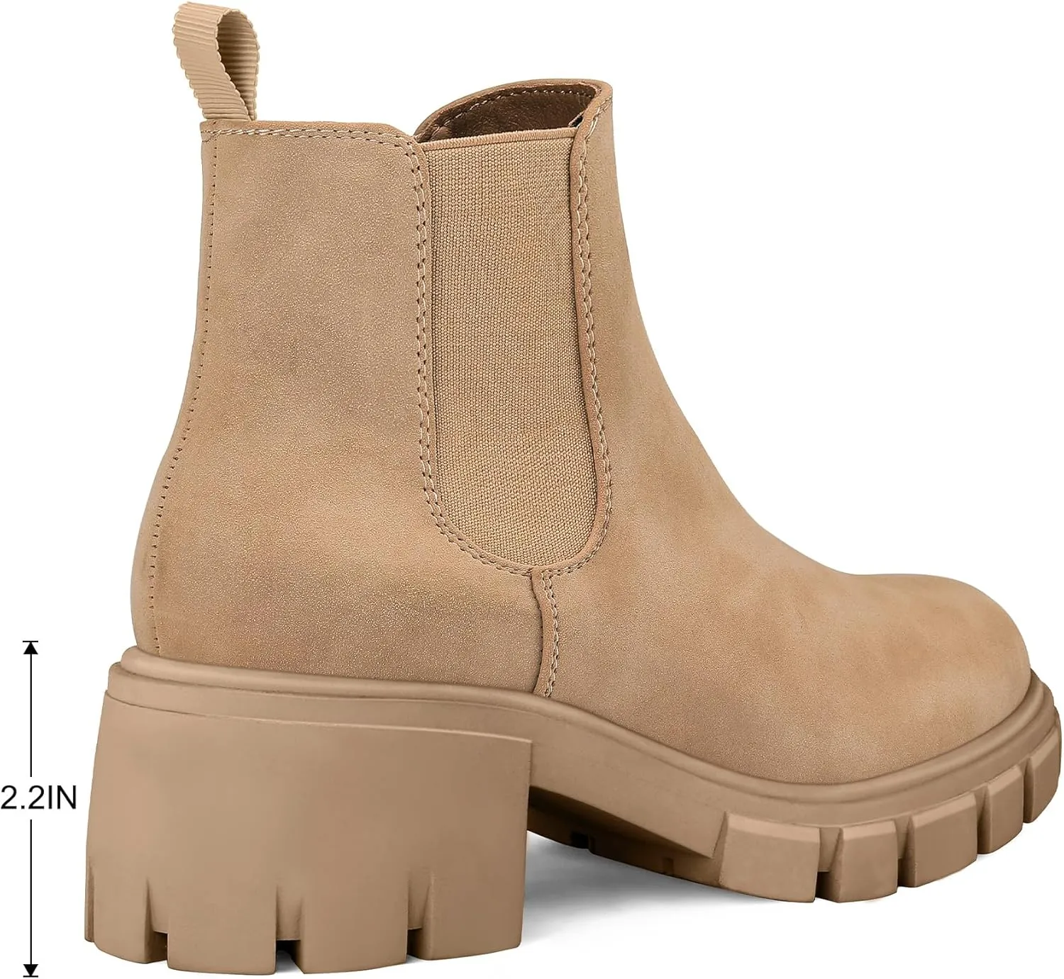 mysoft Women's Platform Chelsea Boots Lug Sole Slip On Chunky Block Heel Ankle Booties