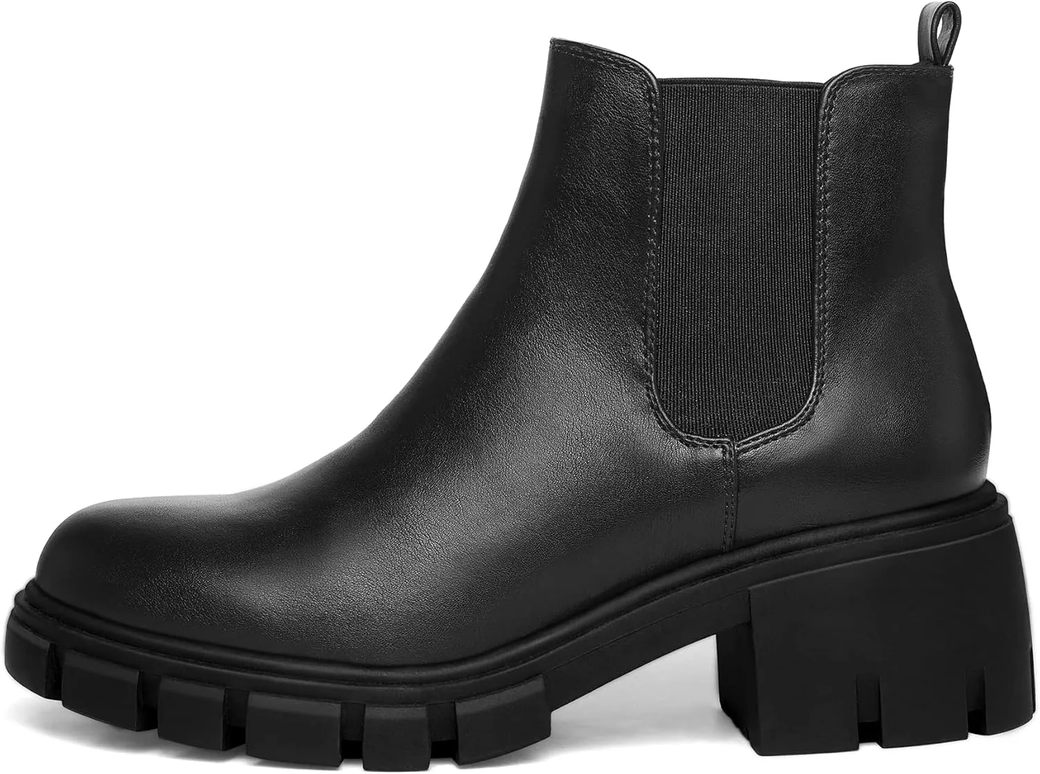 mysoft Women's Platform Chelsea Boots Lug Sole Slip On Chunky Block Heel Ankle Booties