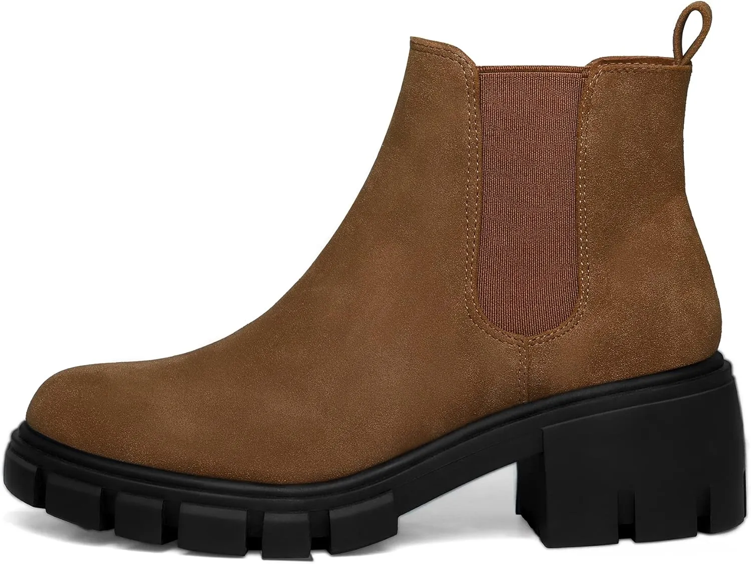 mysoft Women's Platform Chelsea Boots Lug Sole Slip On Chunky Block Heel Ankle Booties