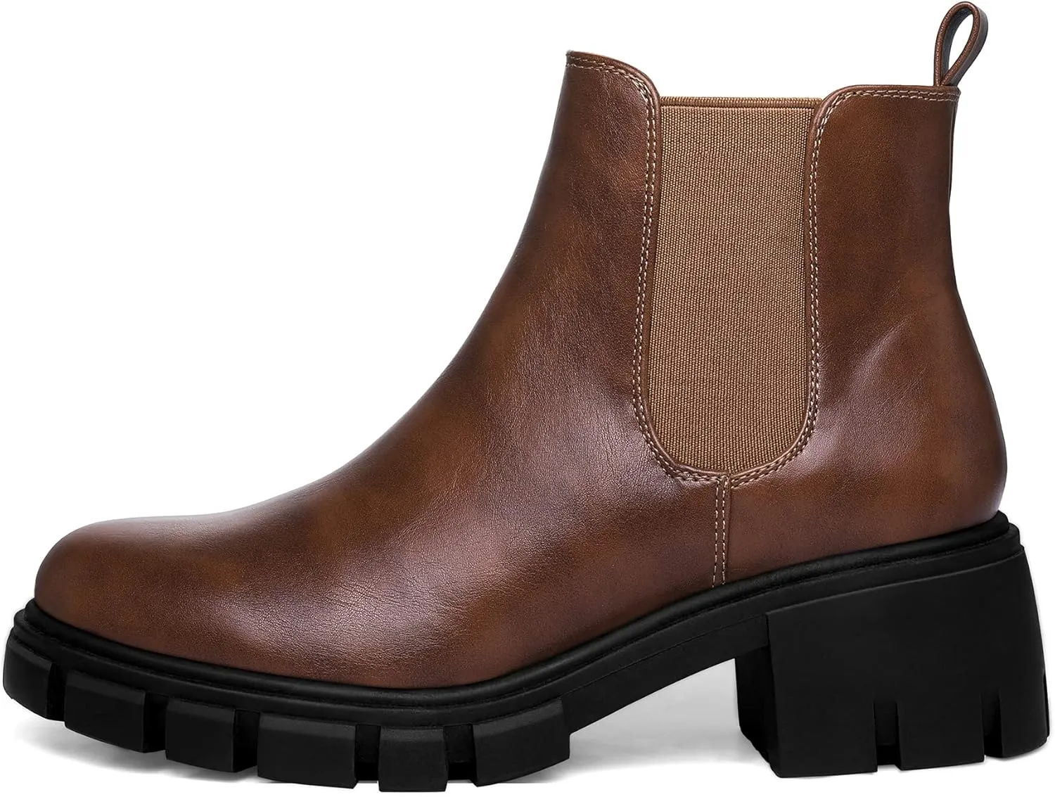 mysoft Women's Platform Chelsea Boots Lug Sole Slip On Chunky Block Heel Ankle Booties