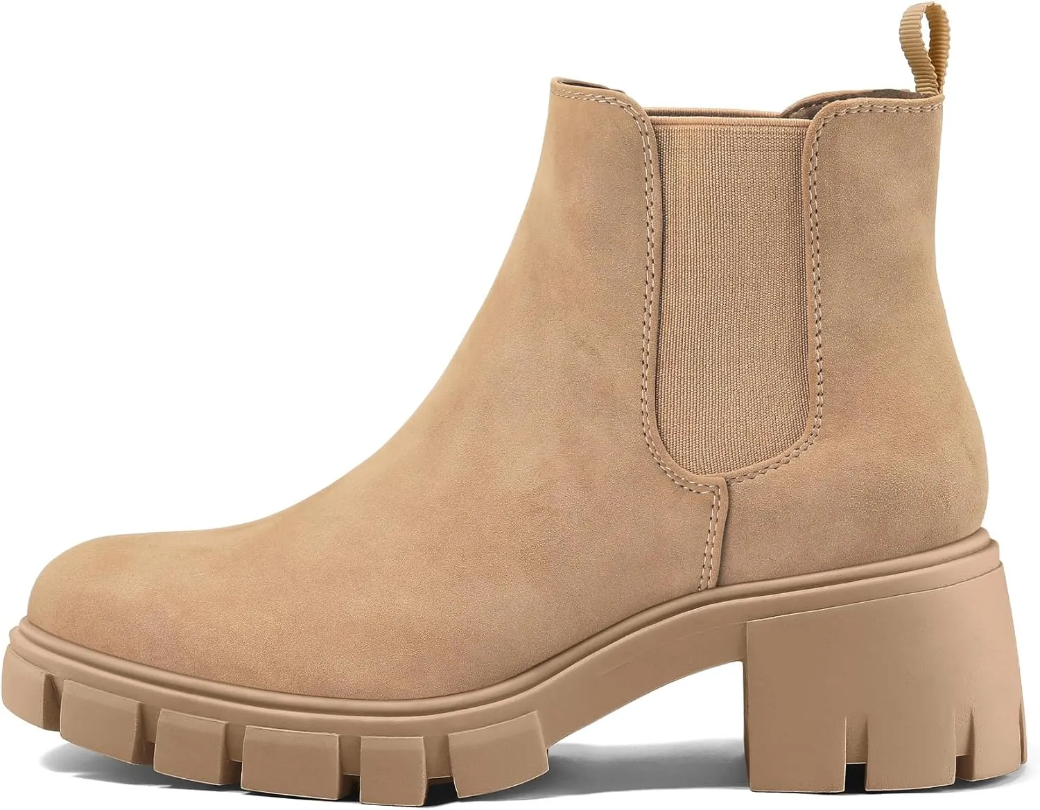 mysoft Women's Platform Chelsea Boots Lug Sole Slip On Chunky Block Heel Ankle Booties