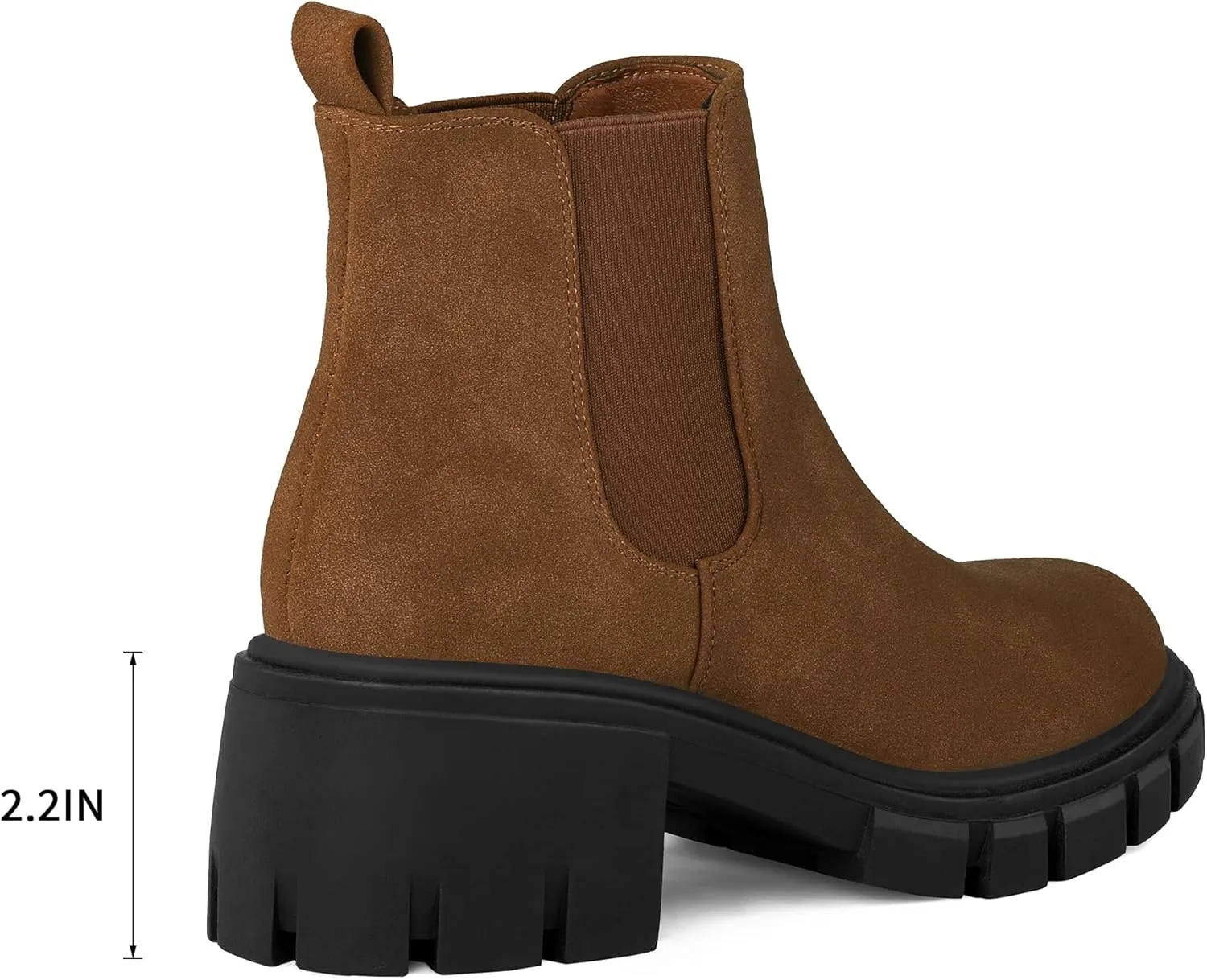 mysoft Women's Platform Chelsea Boots Lug Sole Slip On Chunky Block Heel Ankle Booties