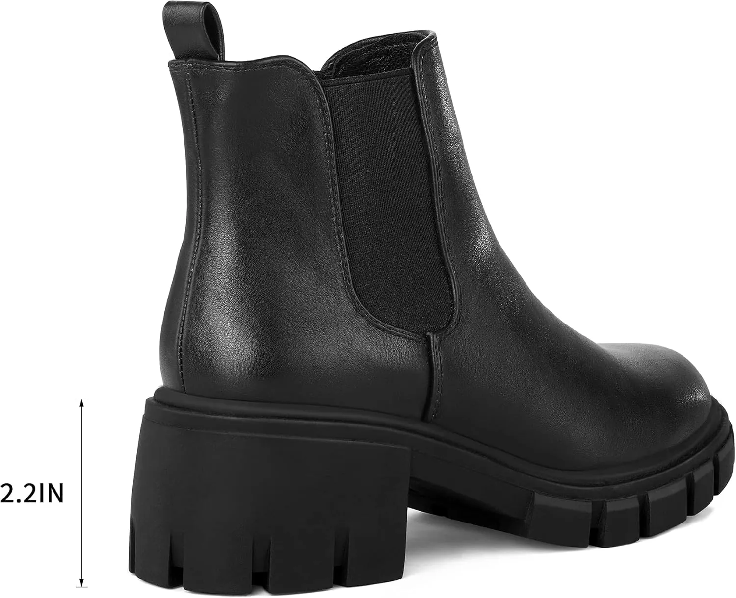 mysoft Women's Platform Chelsea Boots Lug Sole Slip On Chunky Block Heel Ankle Booties