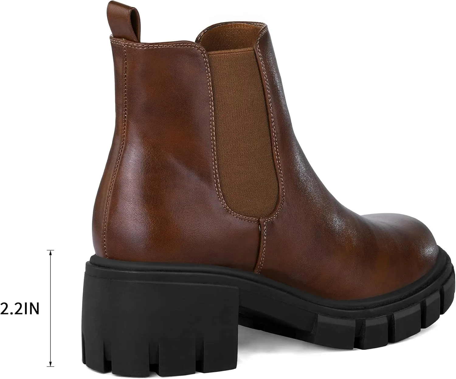 mysoft Women's Platform Chelsea Boots Lug Sole Slip On Chunky Block Heel Ankle Booties