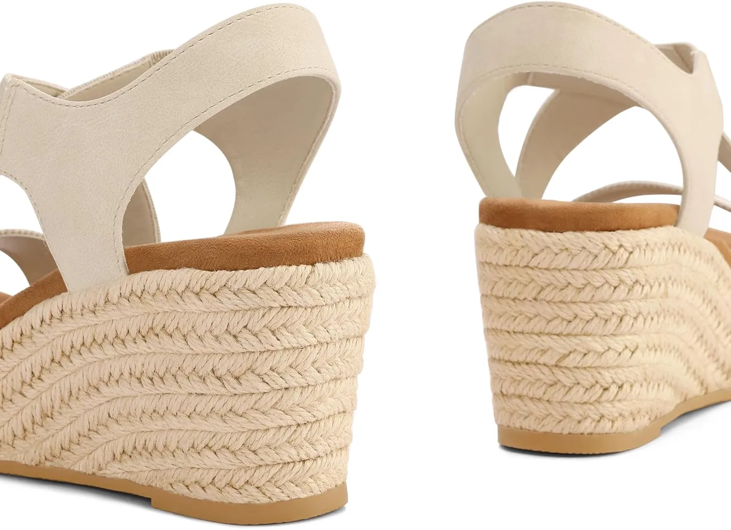 mysoft Women's Platform Espadrille Wedge Sandals Open Toe Elastic Ankle Strap Crisscross Slip on Summer Shoes