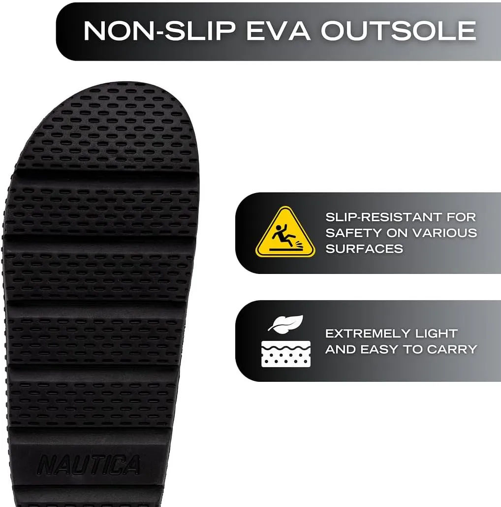 Nautica Men's Athletic Slides Sport Shower Sandals for Indoor & Outdoor - Slip Resistant, Lightweight, Durable and Comfortable