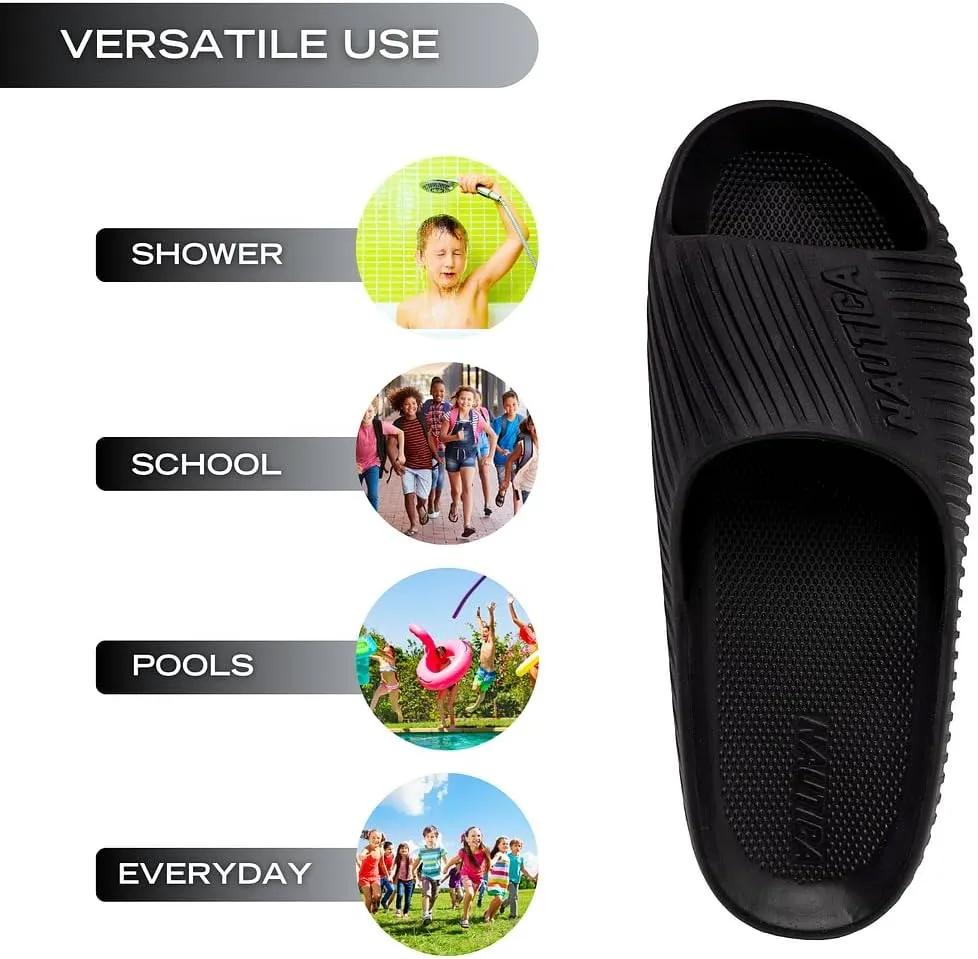 Nautica Men's Athletic Slides Sport Shower Sandals for Indoor & Outdoor - Slip Resistant, Lightweight, Durable and Comfortable