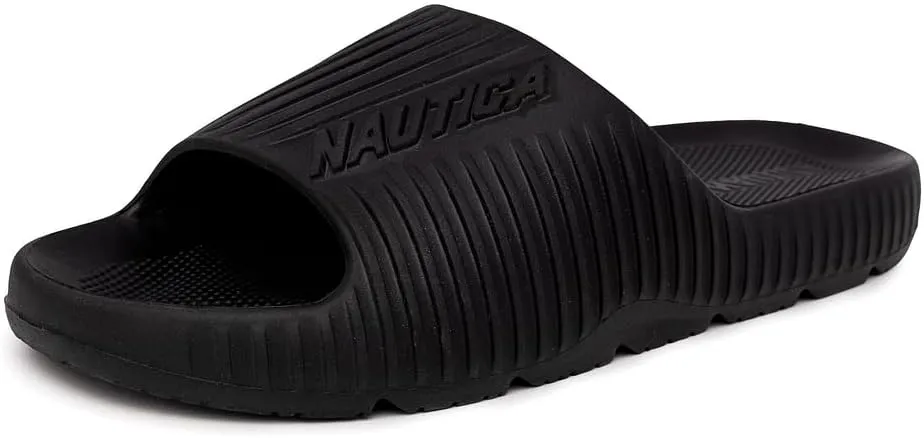 Nautica Men's Athletic Slides Sport Shower Sandals for Indoor & Outdoor - Slip Resistant, Lightweight, Durable and Comfortable