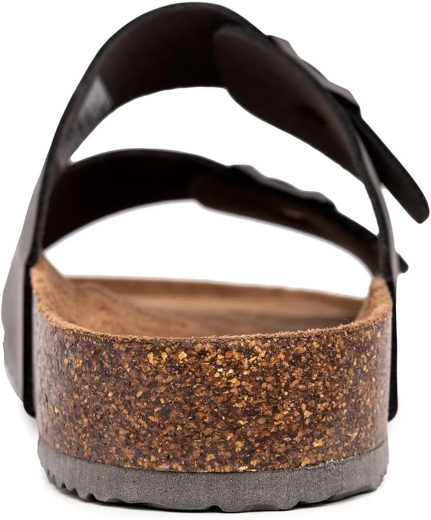 Nautica Men's Sandals - Casual Slides with 2 Adjustable Buckle Straps and Cork Footbed for Ultimate Comfort and Style (Regular/Wide Width, Big Size)