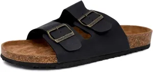 Nautica Men's Sandals - Casual Slides with 2 Adjustable Buckle Straps and Cork Footbed for Ultimate Comfort and Style (Regular/Wide Width, Big Size)