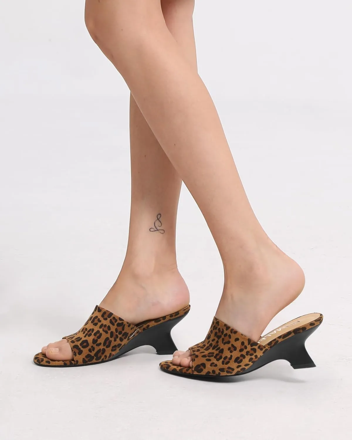 NUMALEO Women's Comfortable Low Kitten Heels Sandals, Slip-On Open Peep Toe Wedge Slide Mules, Summer Dress Shoes for Party, Homecoming, Daily Wear