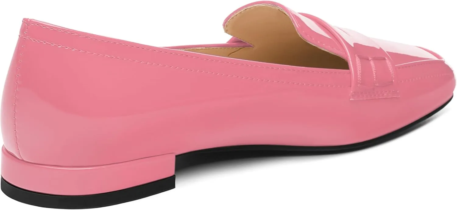 NUMALEO Women's Loafers Penny Loafers Fashion Comfortable Slip On Flats for Women Low Heel Chunky Pumps Patent Heels Work Office Dressy Shoes