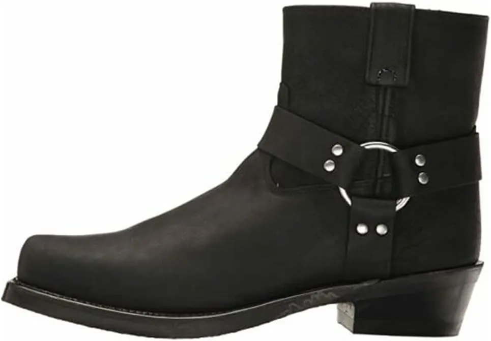 Old West Boots Men's Ankle Harness Leather Lined Motorcycle Boots