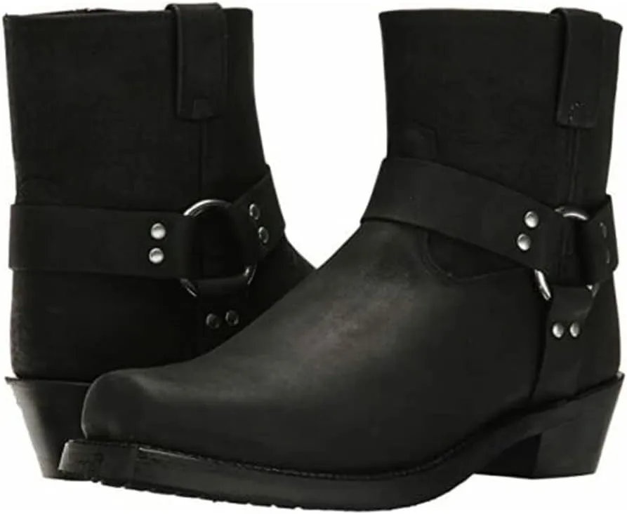 Old West Boots Men's Ankle Harness Leather Lined Motorcycle Boots