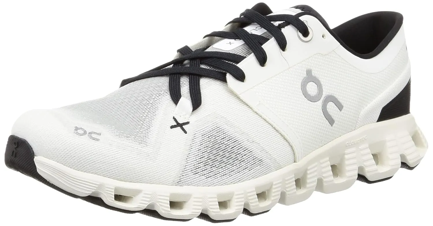 On Men's Cloud X 3 Sneakers, Ivory/Black, 9.5 Medium US