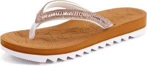 ONCAI Flip Flops for Women, Beach Thong Sandals Womens with Arch Support, Dressy Rhinestone Comfortable Yoga Mat and Non Slip Rubber Soles for Summer US Size 5-11