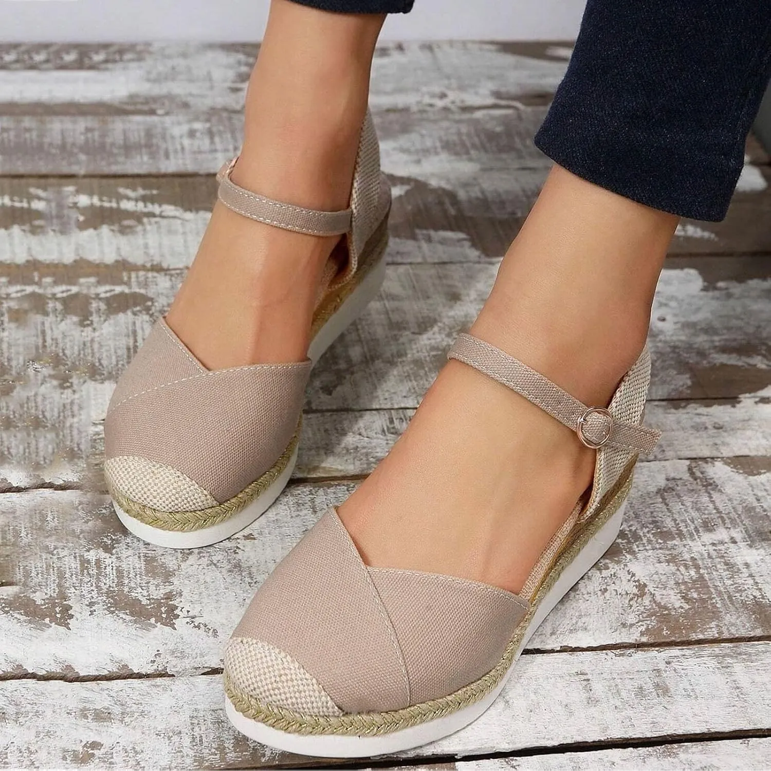 Orthopedic Sandals With Arch Support For Women Wedge 2025 Summer Casual Closed Toe Espadrilles Low Heel Sandals Dressy Comfortable Walking Ankle Strap Wide Width Sandal