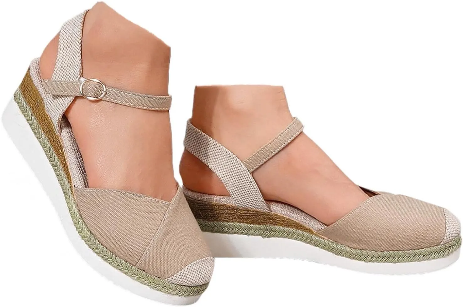 Orthopedic Sandals With Arch Support For Women Wedge 2025 Summer Casual Closed Toe Espadrilles Low Heel Sandals Dressy Comfortable Walking Ankle Strap Wide Width Sandal
