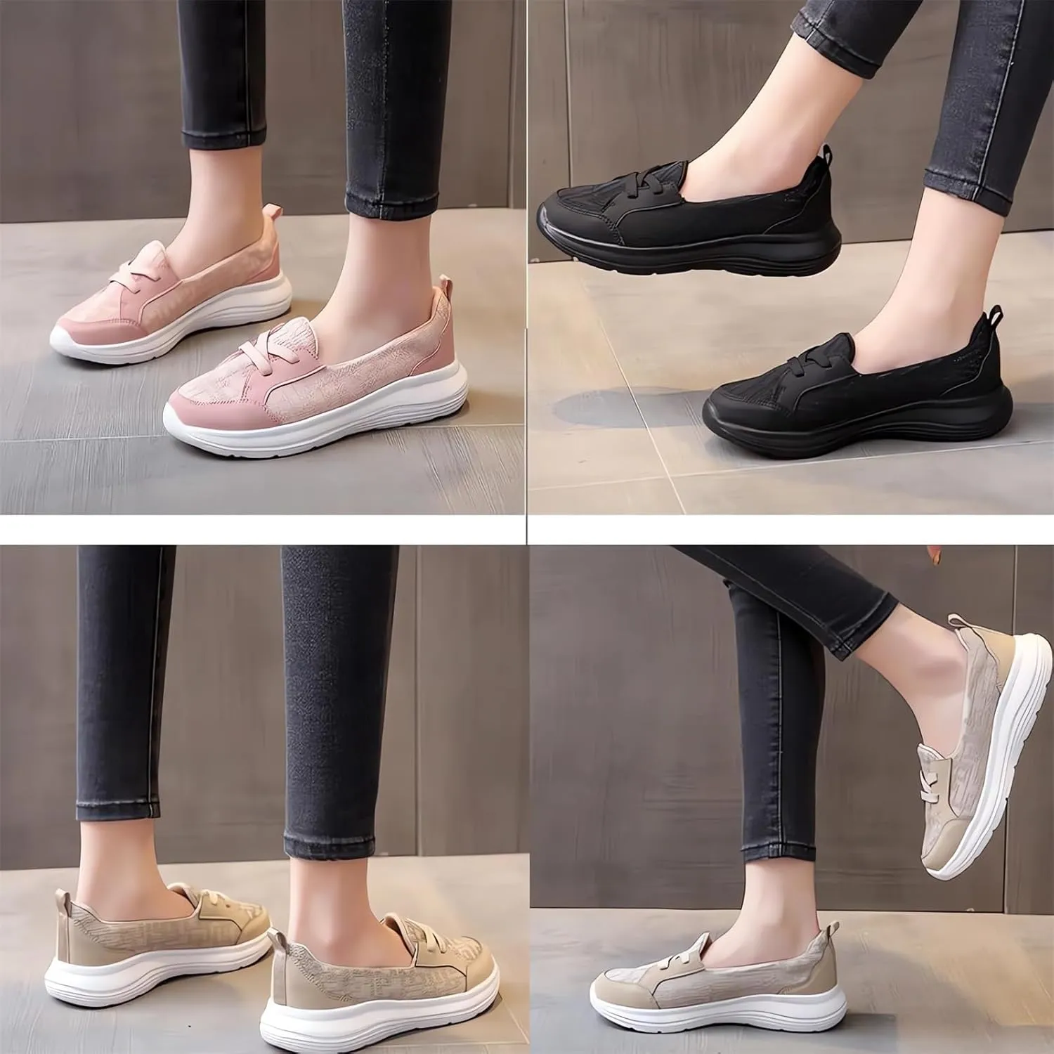 Orthopedic Women’s Breathable Slip on Arch Support Non-Slip Shoes on The Go 2024 Comfort Loafers Flats Wide Width Fit Walking Slip-Ins Sneakers Boat Shoes