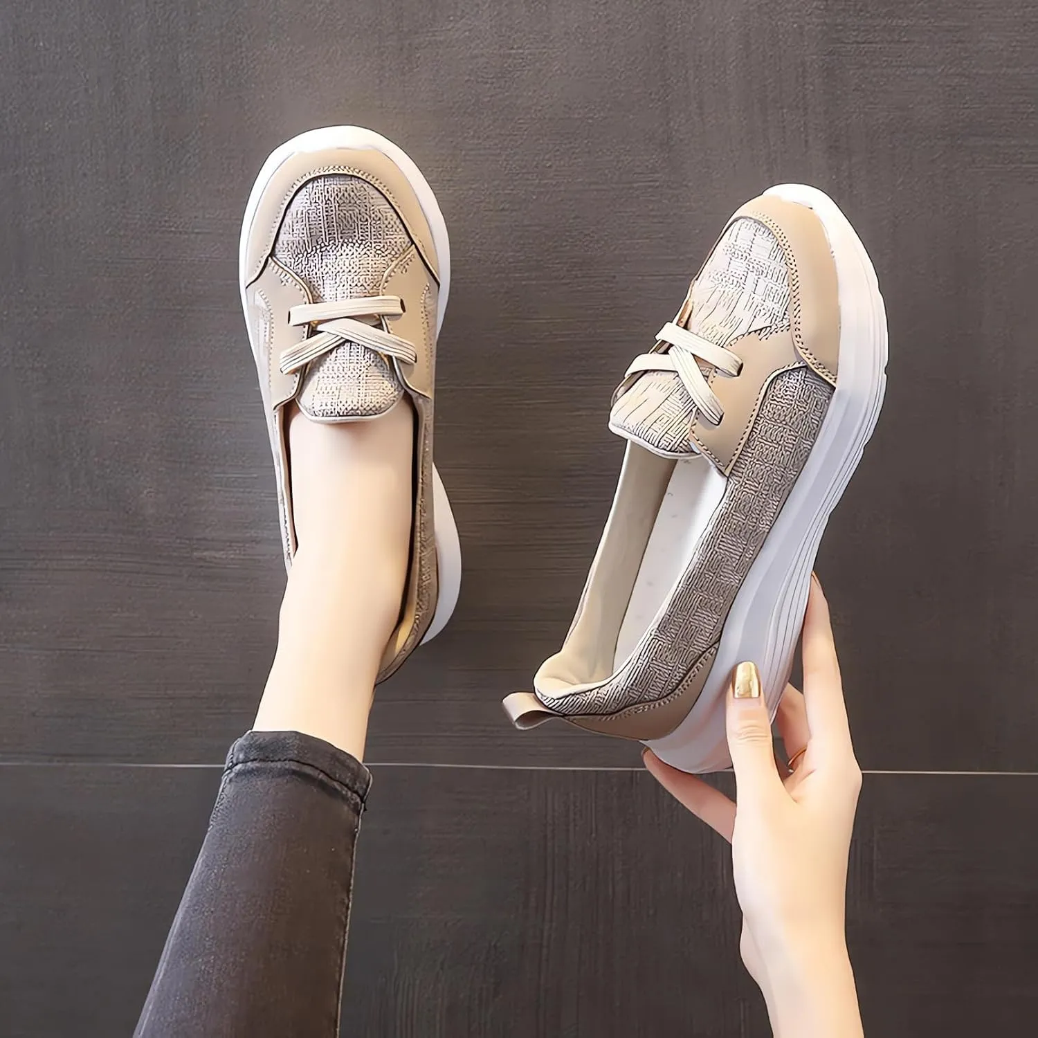 Orthopedic Women’s Breathable Slip on Arch Support Non-Slip Shoes on The Go 2024 Comfort Loafers Flats Wide Width Fit Walking Slip-Ins Sneakers Boat Shoes