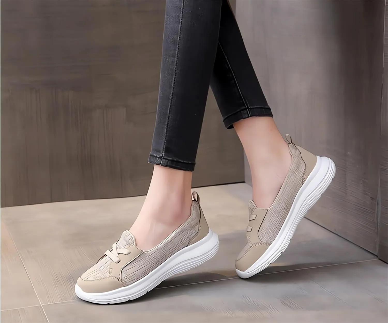 Orthopedic Women’s Breathable Slip on Arch Support Non-Slip Shoes on The Go 2024 Comfort Loafers Flats Wide Width Fit Walking Slip-Ins Sneakers Boat Shoes