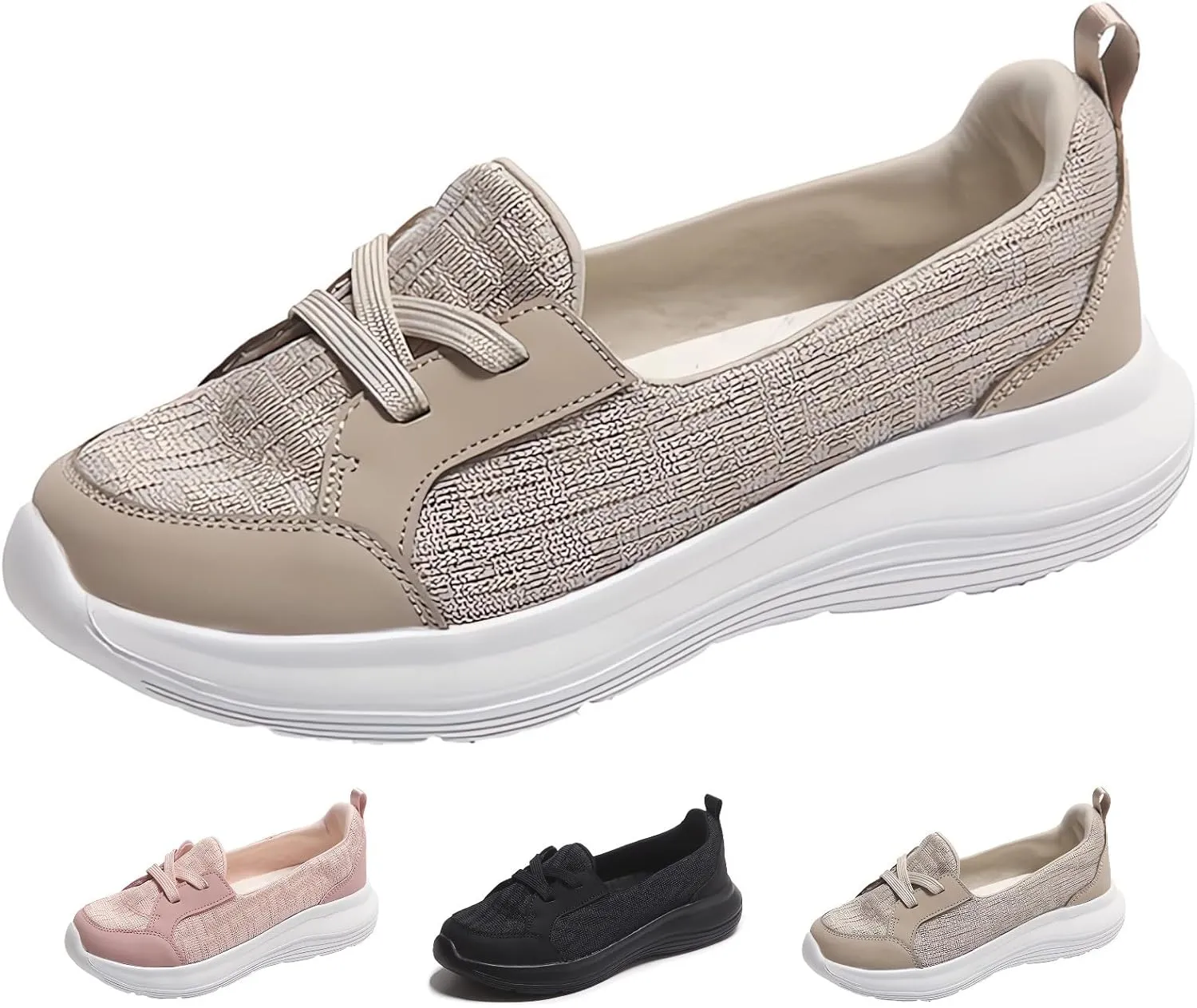 Orthopedic Women’s Breathable Slip on Arch Support Non-Slip Shoes on The Go 2024 Comfort Loafers Flats Wide Width Fit Walking Slip-Ins Sneakers Boat Shoes