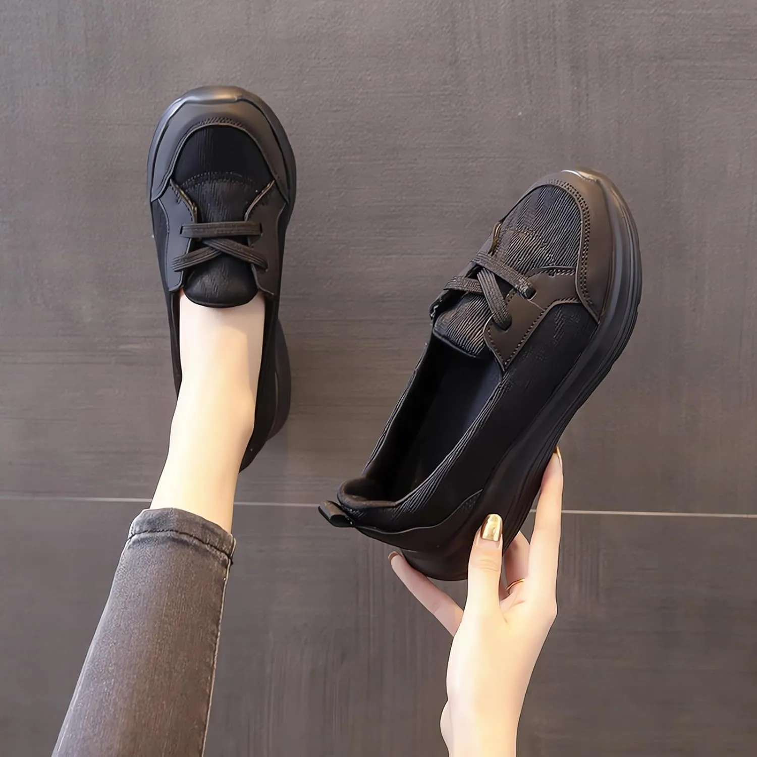 Orthopedic Women’s Breathable Slip on Arch Support Non-Slip Shoes on The Go 2024 Comfort Loafers Flats Wide Width Fit Walking Slip-Ins Sneakers Boat Shoes