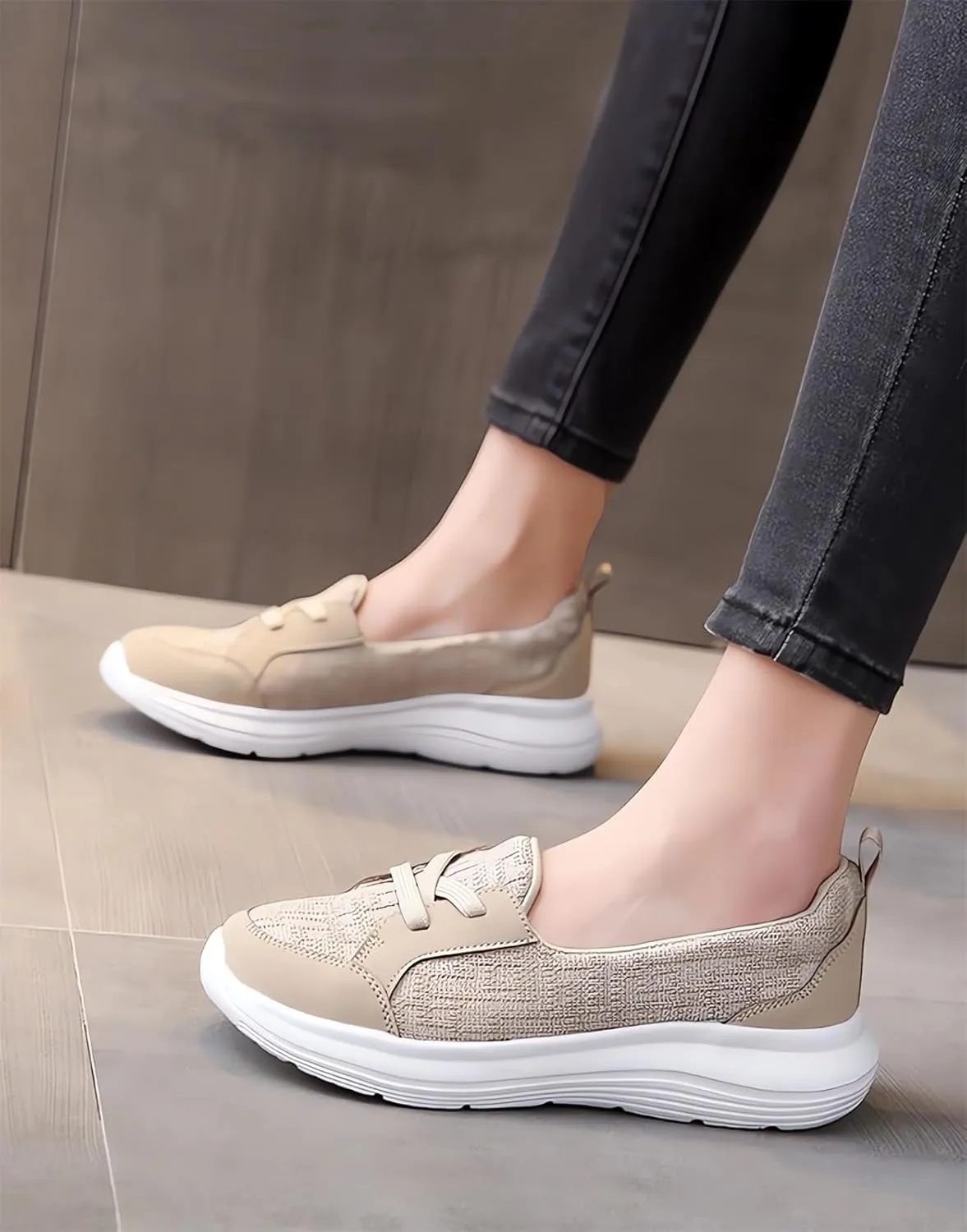 Orthopedic Women’s Breathable Slip on Arch Support Non-Slip Shoes on The Go 2024 Comfort Loafers Flats Wide Width Fit Walking Slip-Ins Sneakers Boat Shoes